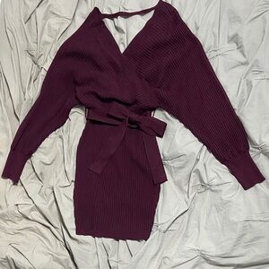 Love Tree Burgundy Long Sleeve Dress
